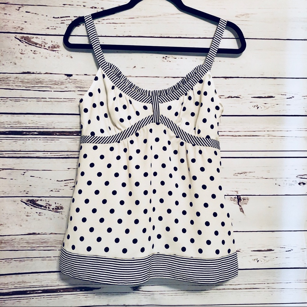 Ann Taylor LOFT Women’s 4 White and Black Polka Dot Top - Picture 2 of 5